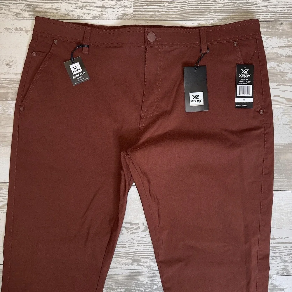 Xray Jeans Pants Mens 38 Brick Stretch Chino Straight Leg Casual Flat Front‎